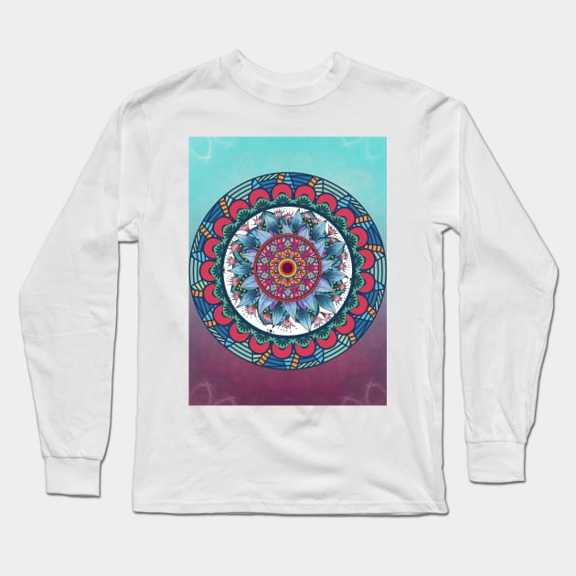 Colourful Flowers Mandala Long Sleeve T-Shirt by WonderfulHumans